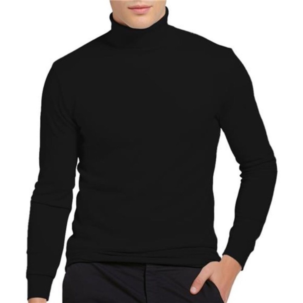 Elegant Black Turtleneck Sweater for Men